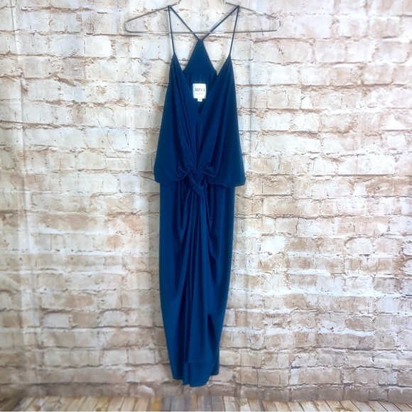 Misa Los Angeles Domino Draped Mini Dress in Indigo Size Small NWT - Picture 2 of 8